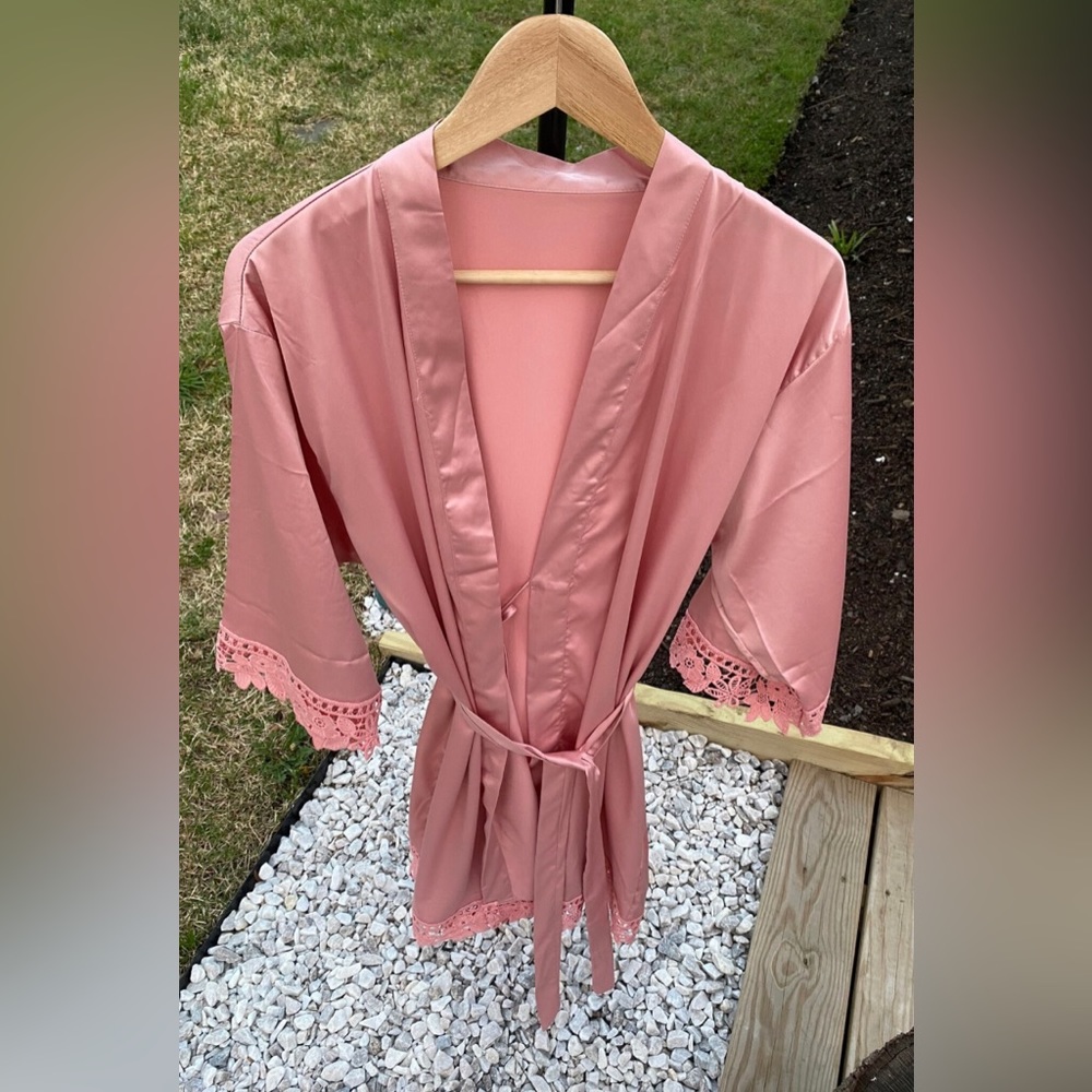 Dusty Pink Satin Robe
